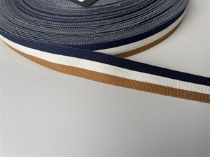 Grosgrain bånd - blå, hvid og karamel